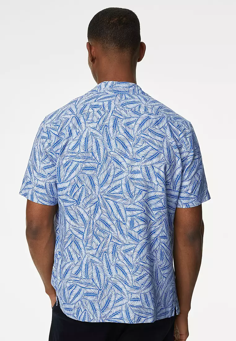 Easy Iron Linen Blend Hawaiian Printed Shirt