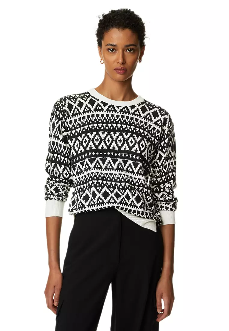 MARKS SPENCER M S Supersoft Fair Isle Crew Neck Jumper T38