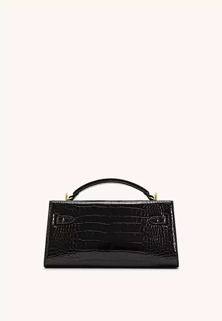 Noor Top Handle Bag - Black Croc