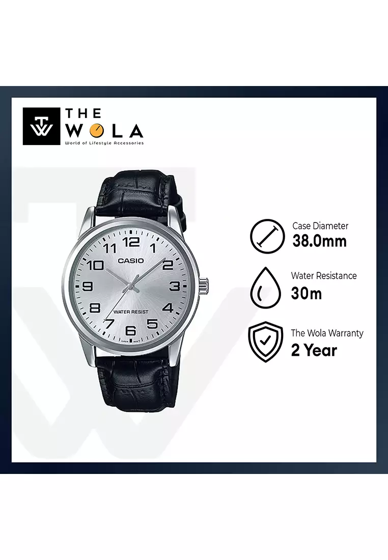 Men's Analog Watch MTP-V001L-7B Black Leather Band Casual Watch