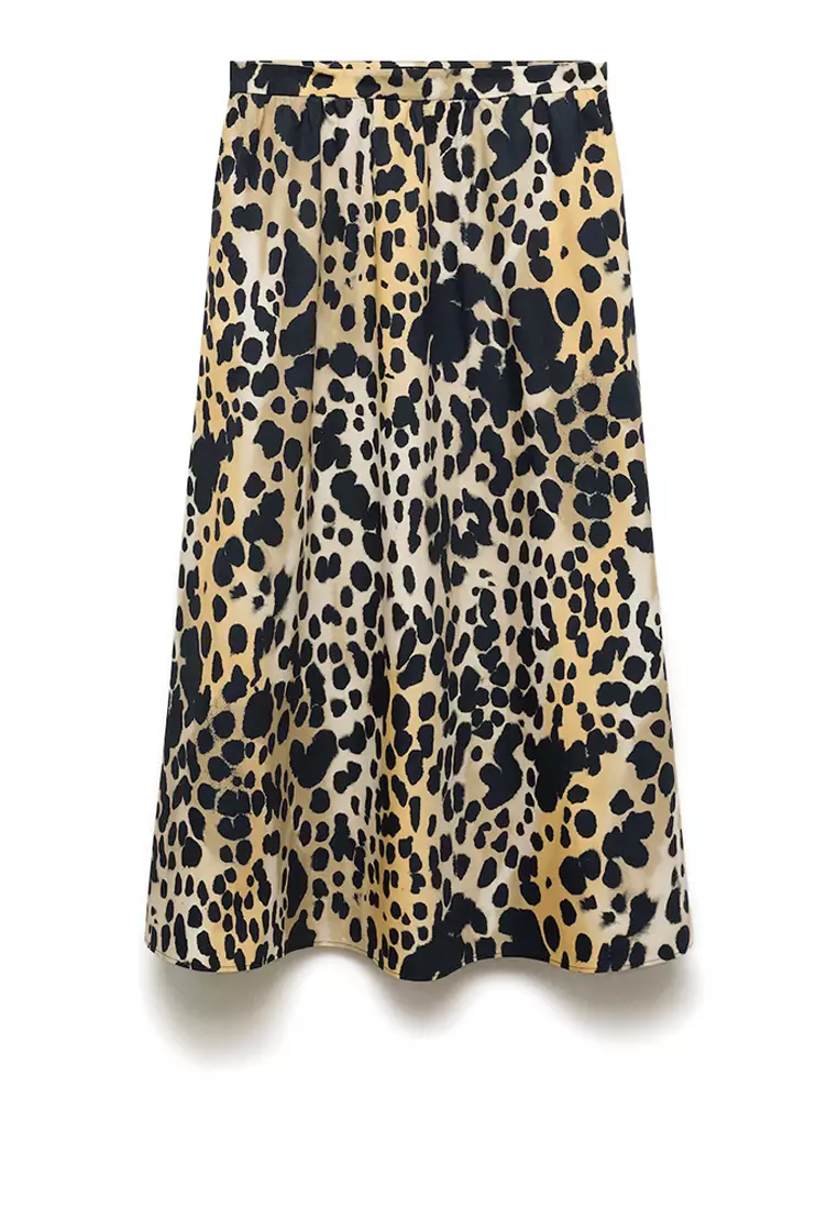 Animal-Print Cotton Skirt