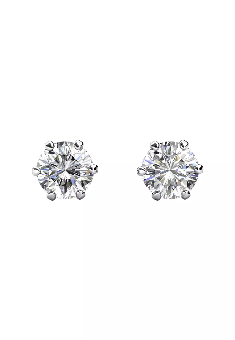 Her Jewellery CELÈSTA - Les Solitaire Earrings (Moissanite Diamond, 925 Silver plated with 18K Gold)