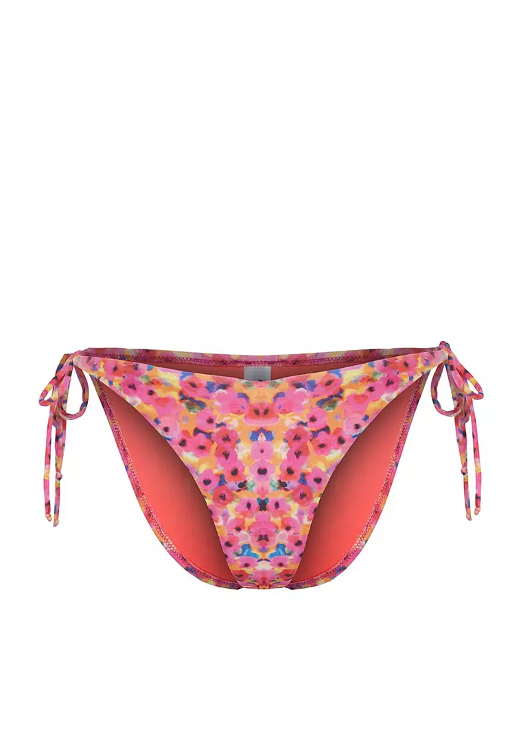Floral Patterned Laced Brazilian Bikini Bottom TBESS24BA00117