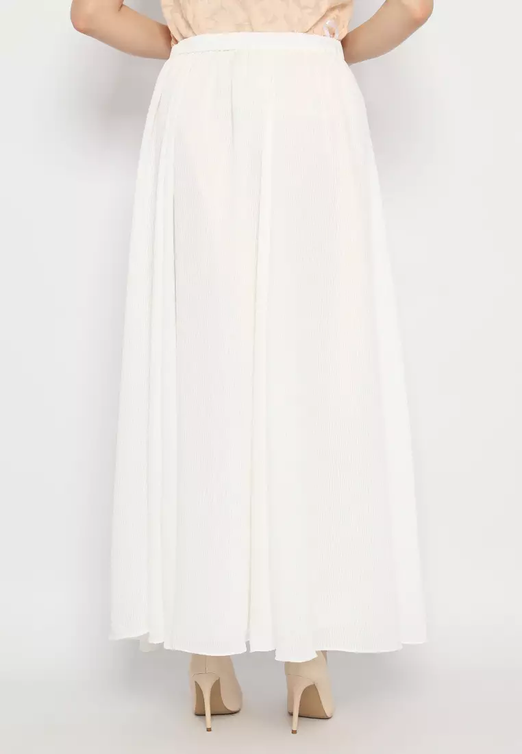 Rok Wanita Warna Putih Plain Maxi Skirt White Brilliant Girl