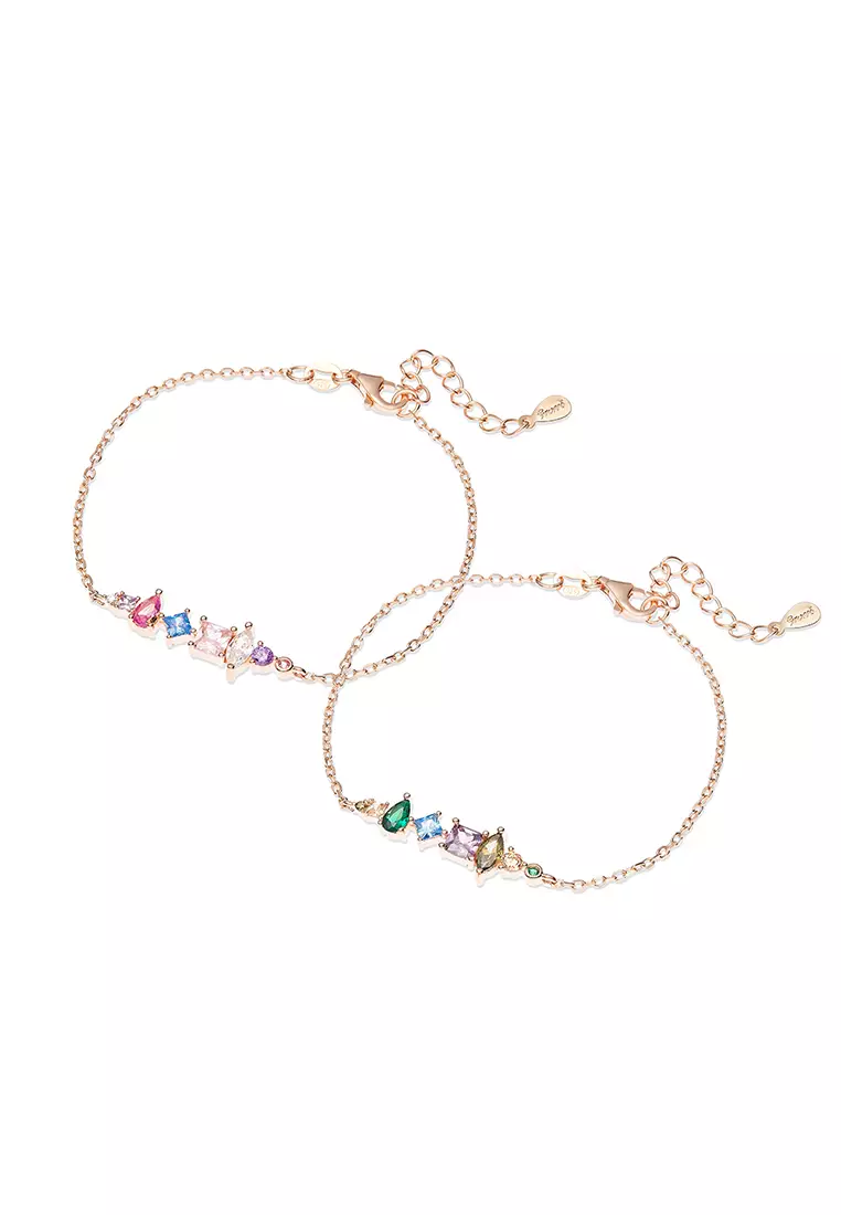 Grossé La Belle: 925 silver, rose gold plating, multi-coloured CZ stone bracelet GS10151