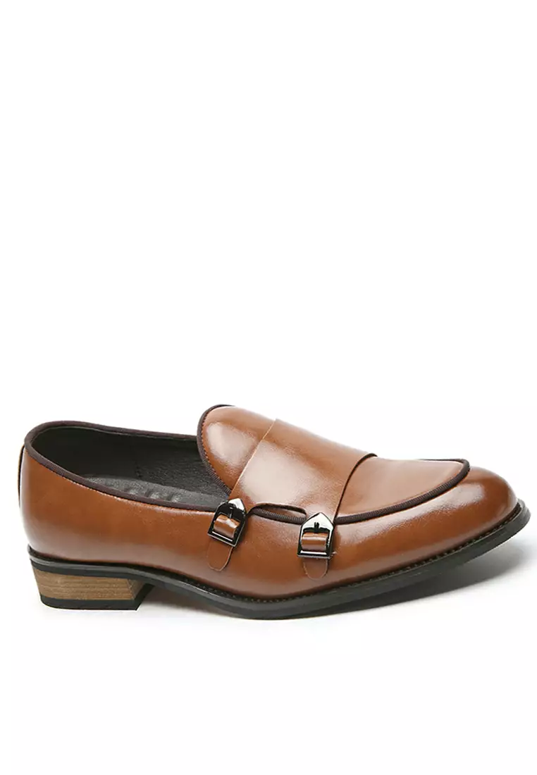 Double Buckle Synthetic Leather Loafers MC22023