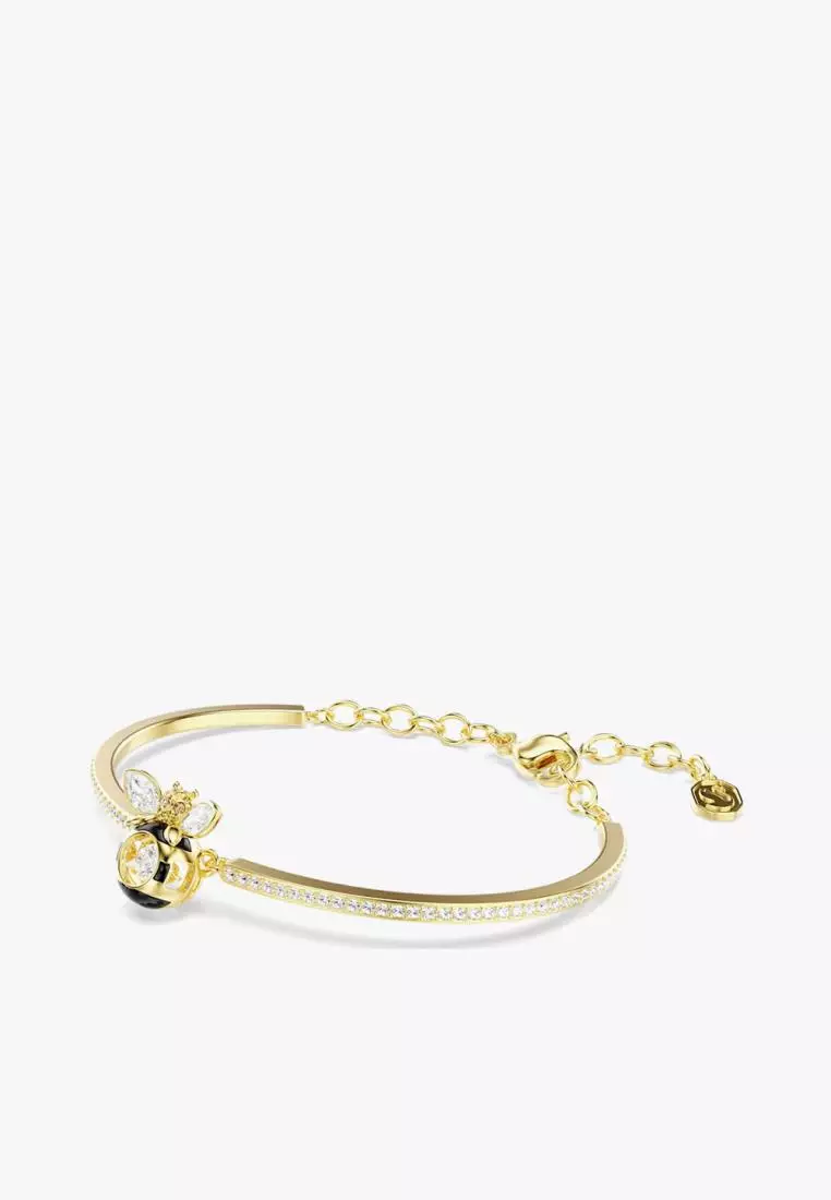 Idyllia bangle, Mixed cuts, Bee, Multicolored, 18K gold finish