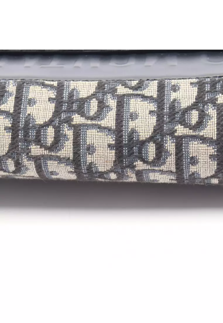 Pre-Loved Christian Dior 30 MONTAIGNE Montaigne oblique chain shoulder bag canvas leather Navy beige