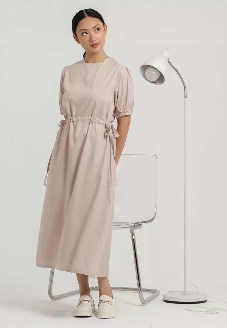 Ellery Drawstring Dress in Sand