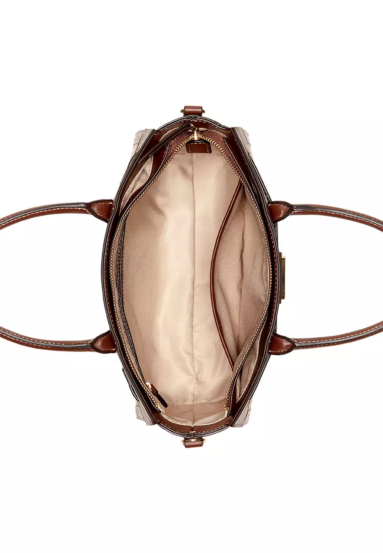 Dax 3 Compartment Satchel Mocha Logo/Mahogany