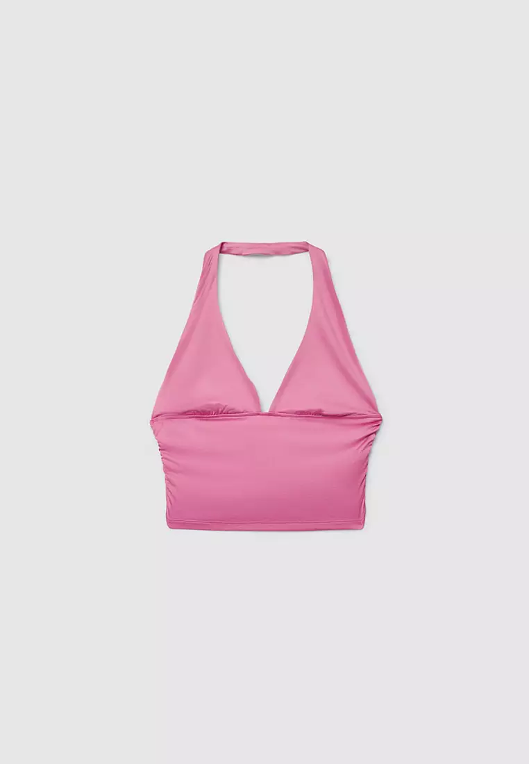 Women's Halter Deep V-Neck Crop Top