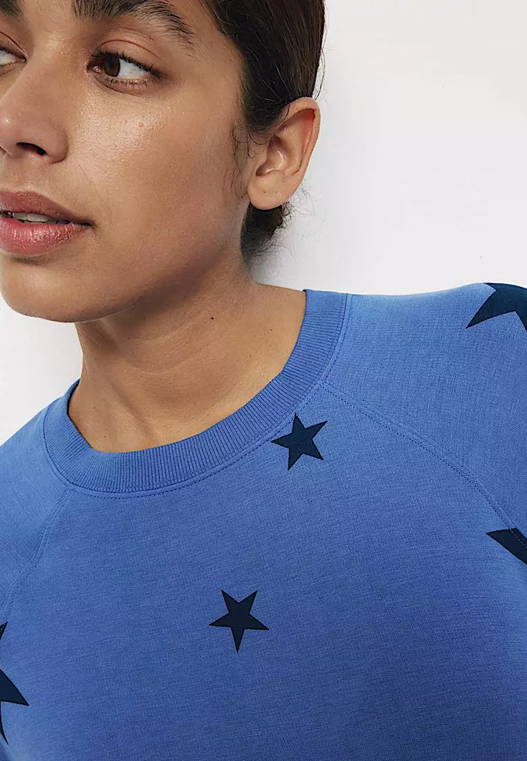 Star Print Crew Neck Long Sleeve Pyjama Top