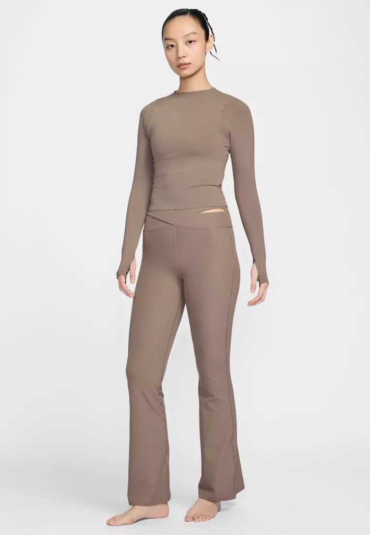 Zenvy Rib Women's Gentle-Support High-Waisted Flared Leggings