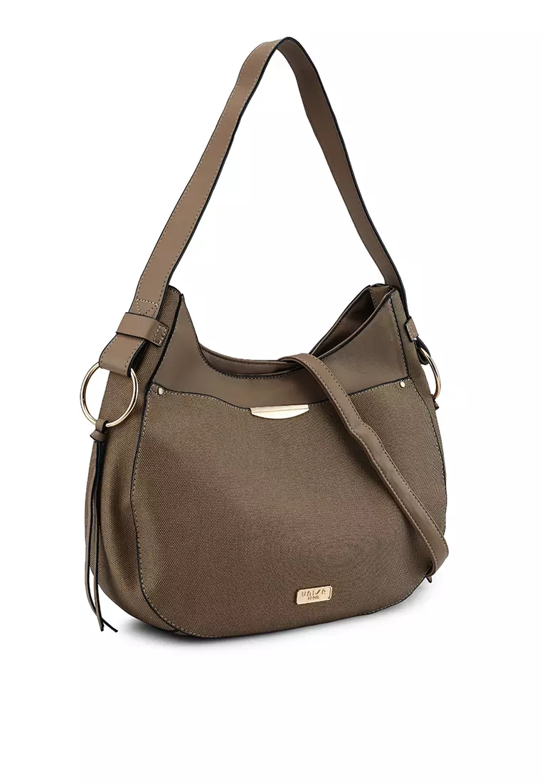 Duo-Texture Convertible Shoulder Bag