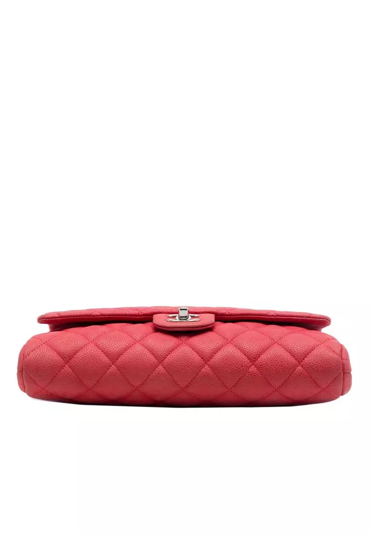 Pre-Loved Chanel Cc Quilted Caviar Flap Clutch With Chain