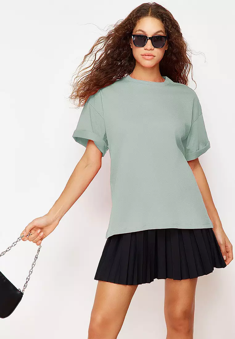 Oversized/Wide Pattern Crew Neck T-Shirt