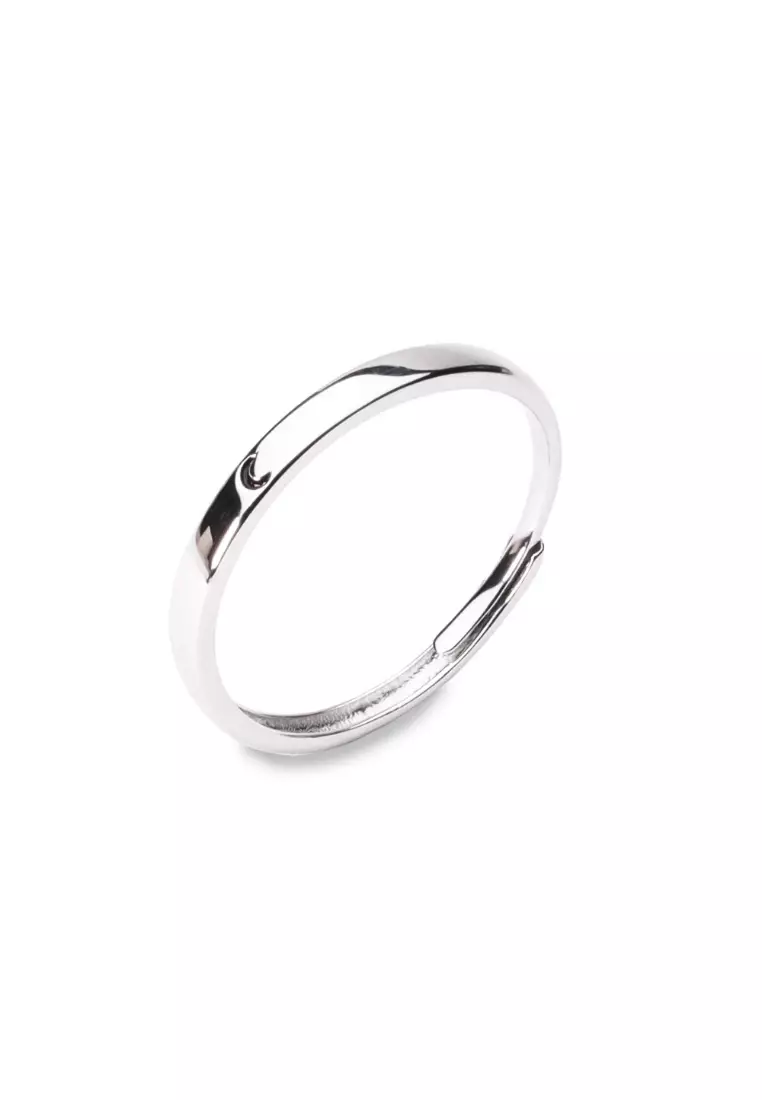 MILLENNE Minimal Moon Band White Gold Ring with 925 Sterling Silver