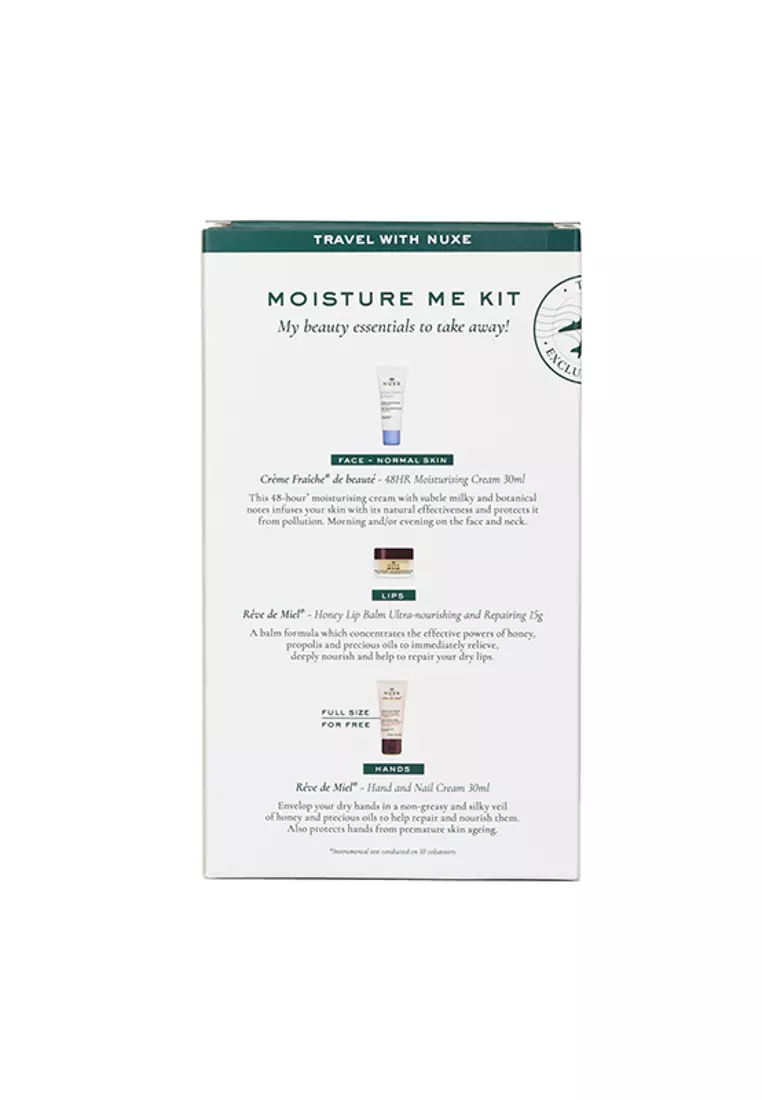 NUXE - Moisture Me Kit: Creme Fraiche De Beaute 48Hr Moisturising Cream 30ml + Reve De Miel Honey Lip Balm 15g + Reve De Miel Hand & Nail Cream 30ml 3pcs