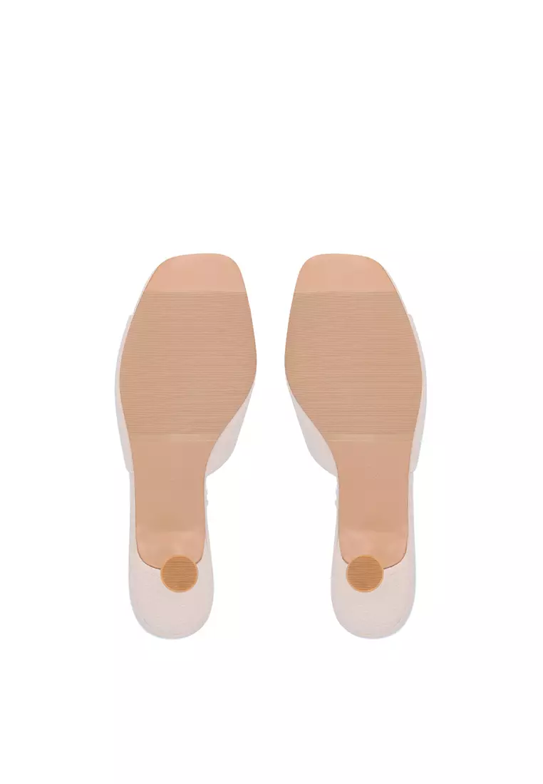 Beige Eona Spool-Heeled Sandals