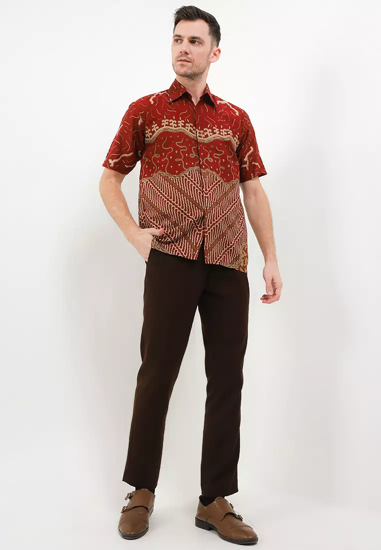 Meylika Kemeja Batik Premium Pria Casual Modern Lengan Pendek