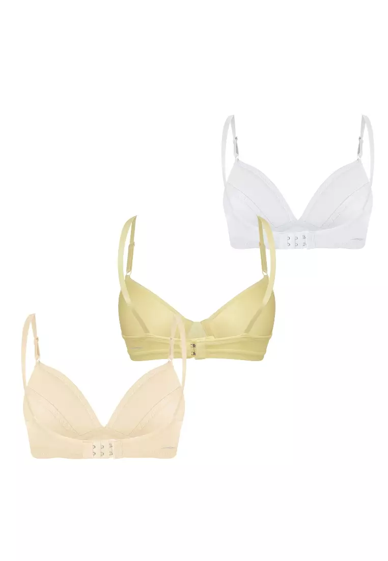 Spring Reborn 3-In-1 Pack Semi Padded Teens Bra Underwear for Women