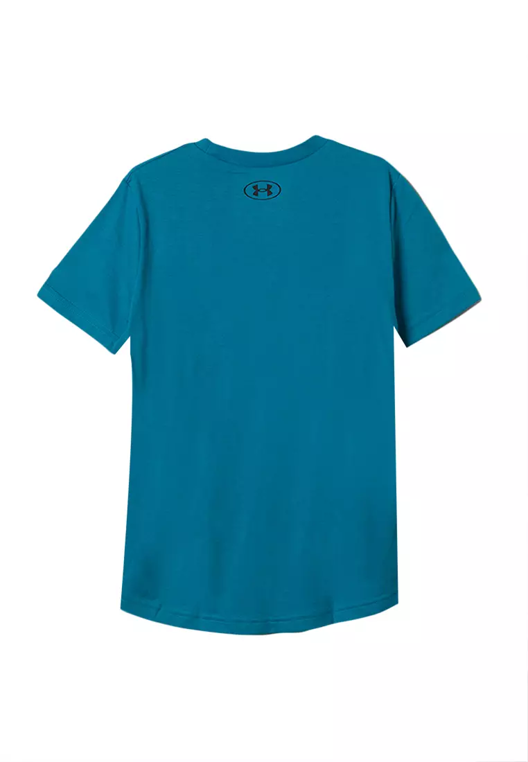 Under Armour Graphic Blue Active T-Shirt Size X-Small (Youth) - 58% off