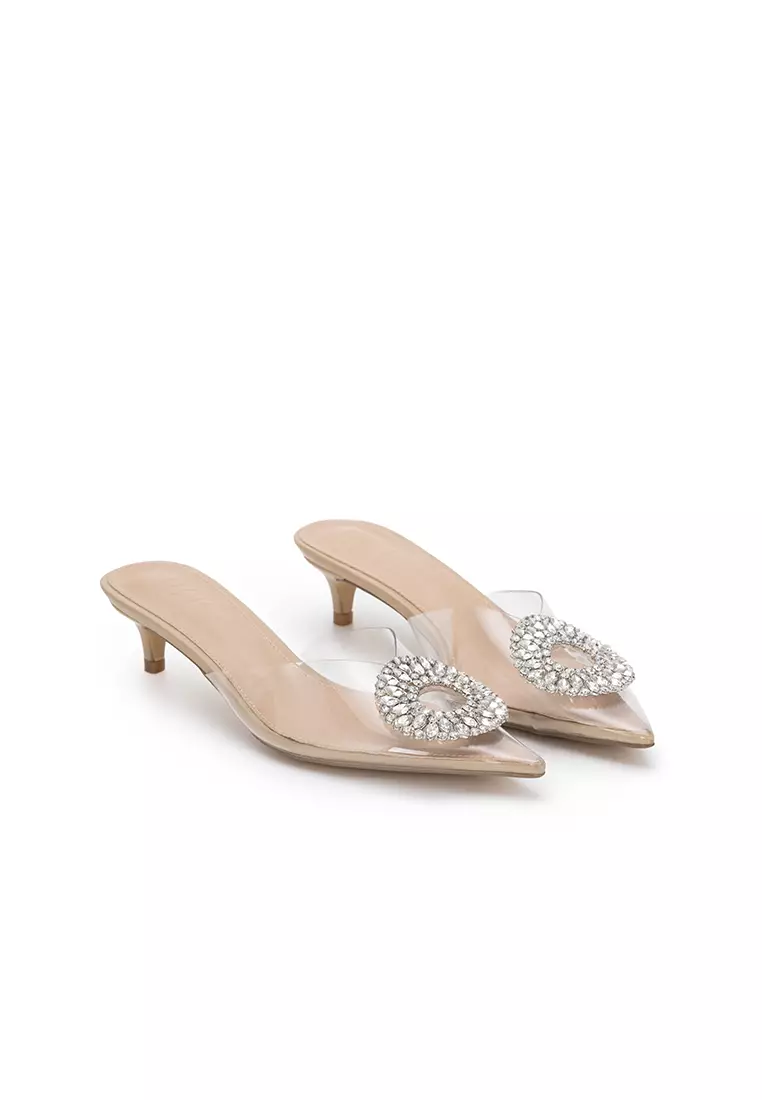 EMBELLISHED STONE WITH VINYL KITTEN HEEL