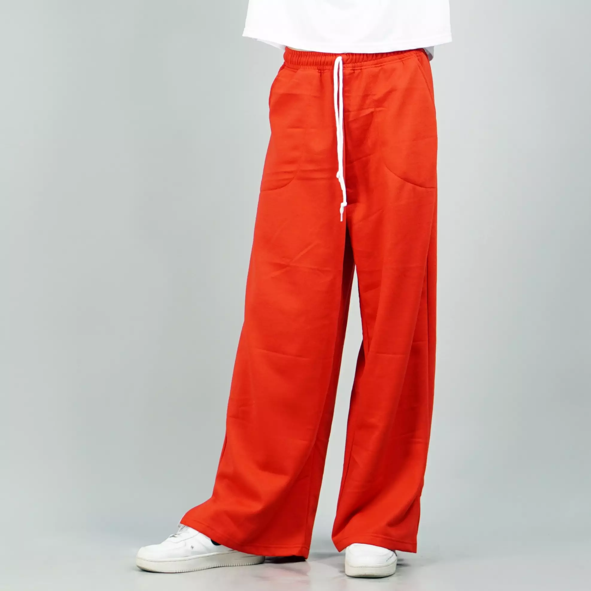 JISOO Celana Panjang Baggy Pants Baggy Sweatpants Celana Loose Pria - MERAH