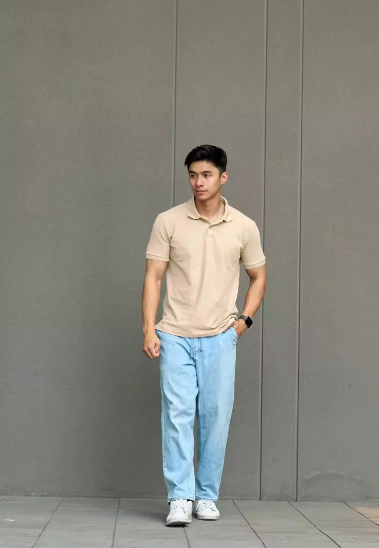 Kale Park Cream / Kaos Polo Pria Lengan Pendek Kerah / Polo Shirt Slim Fit