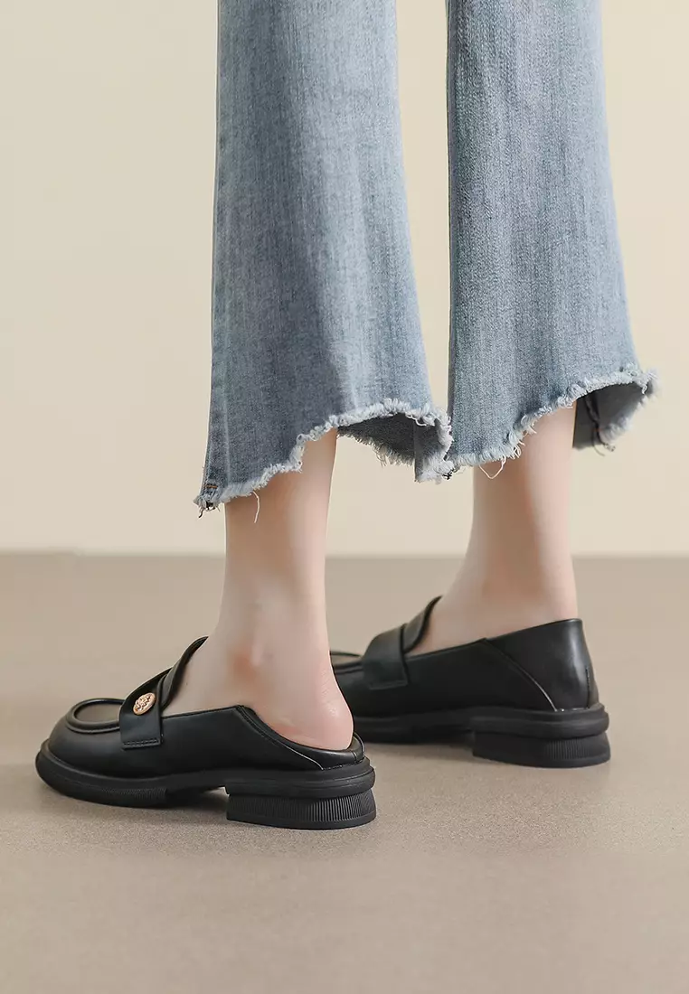 3.5CM Pleated Strap Synthetic Leather Loafers WW105-16