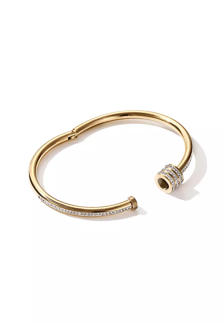 Brielle Triple Row Zirconia Bangle in Gold