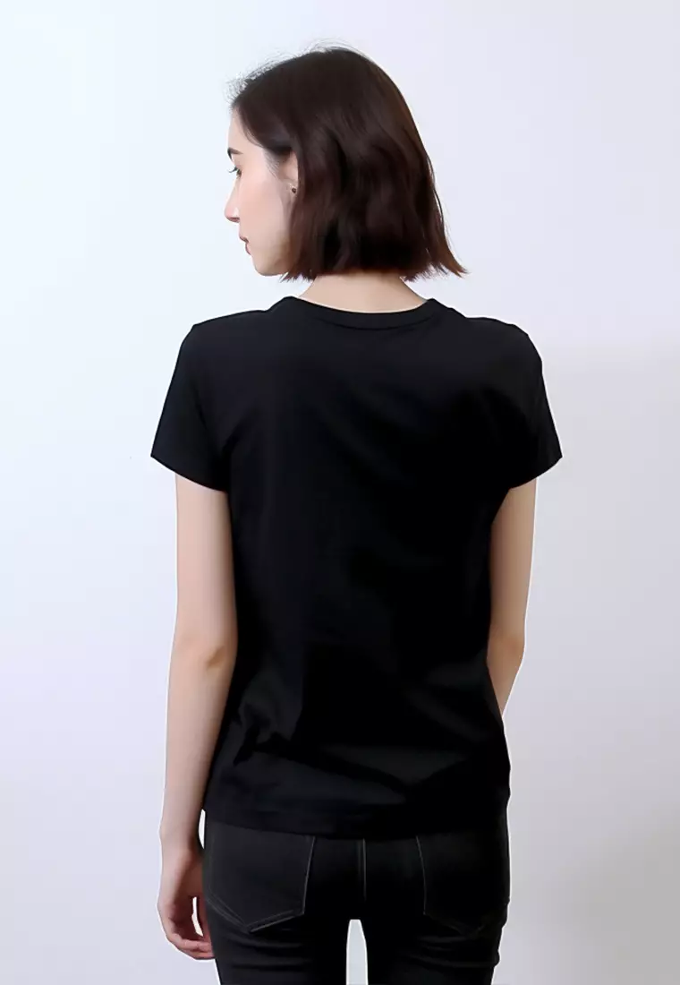 LTF06 s/s tangan pendek kaos t shirt wanita polos hitam