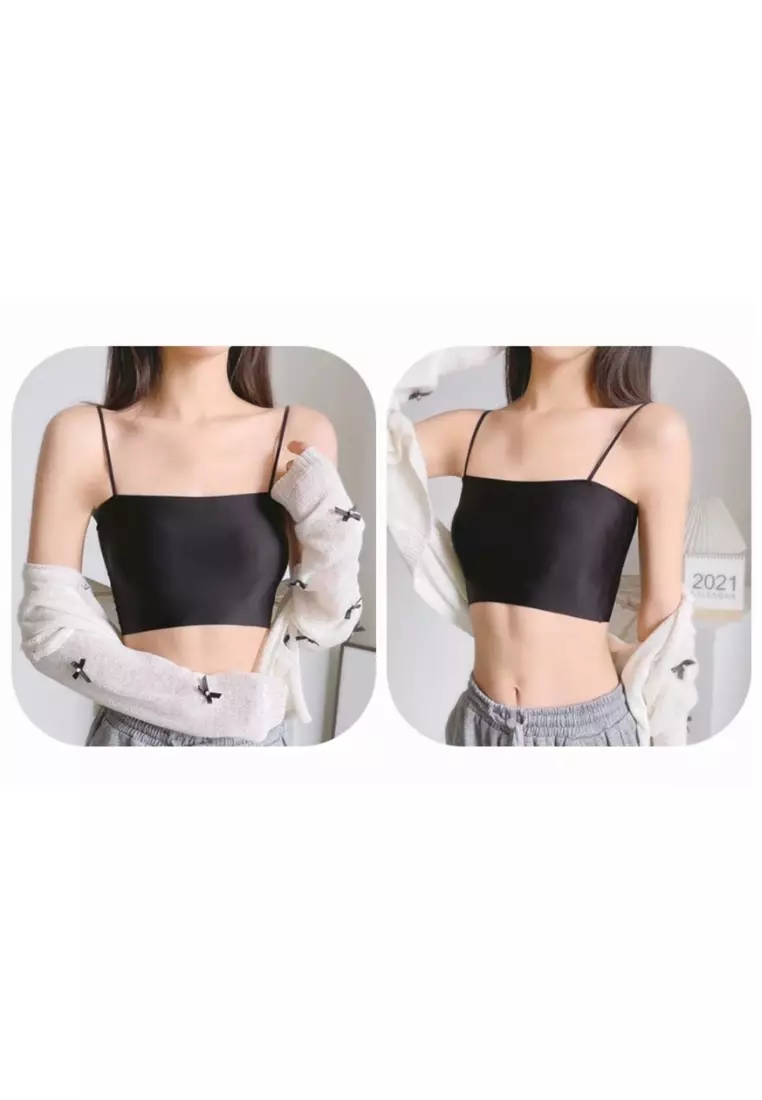 Premium Agnes Ice Silk Bralette Inner Top Tube Top in Black