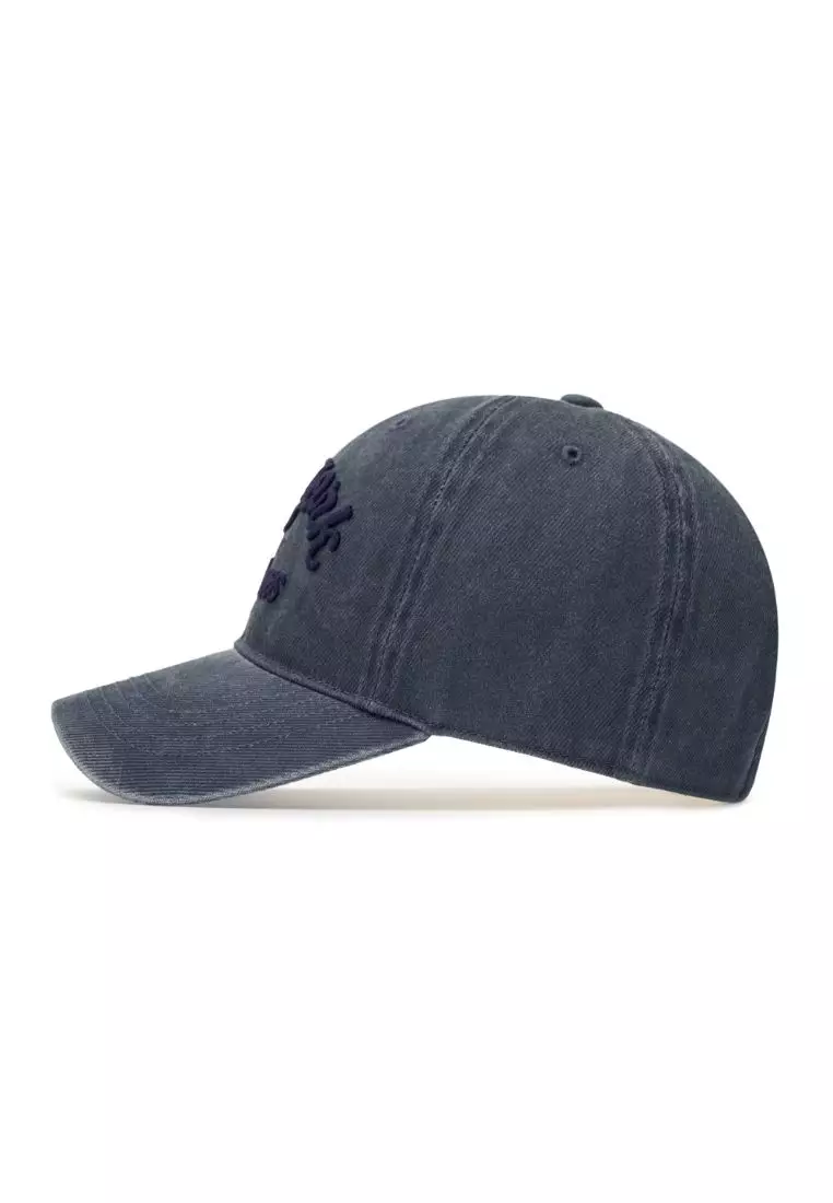 ★MLB Korea★ Varsity Culsive Lettering Denim Unstructured B Color Denim Varsity Unstructured Ball Cap New York Yankees