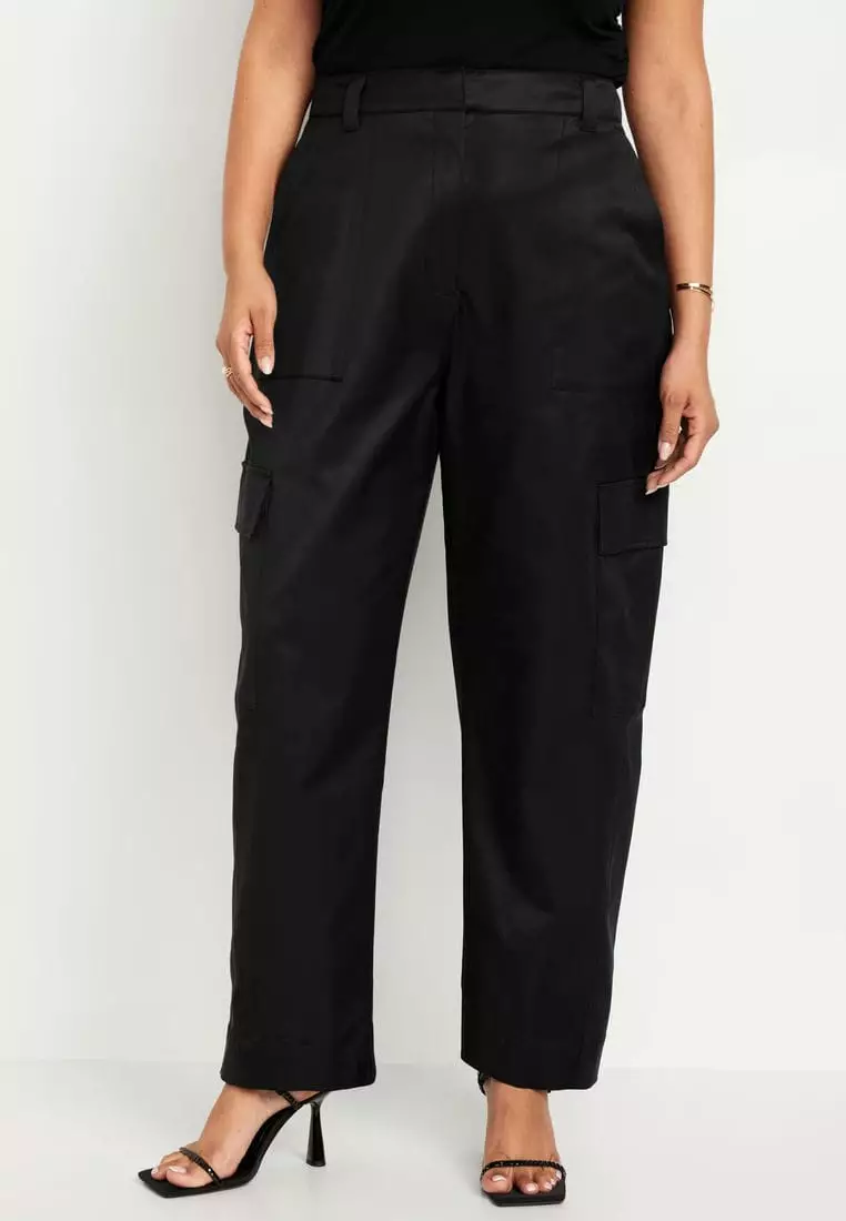 Extra-High Waisted Cargo Barrel Wide-Leg Pants