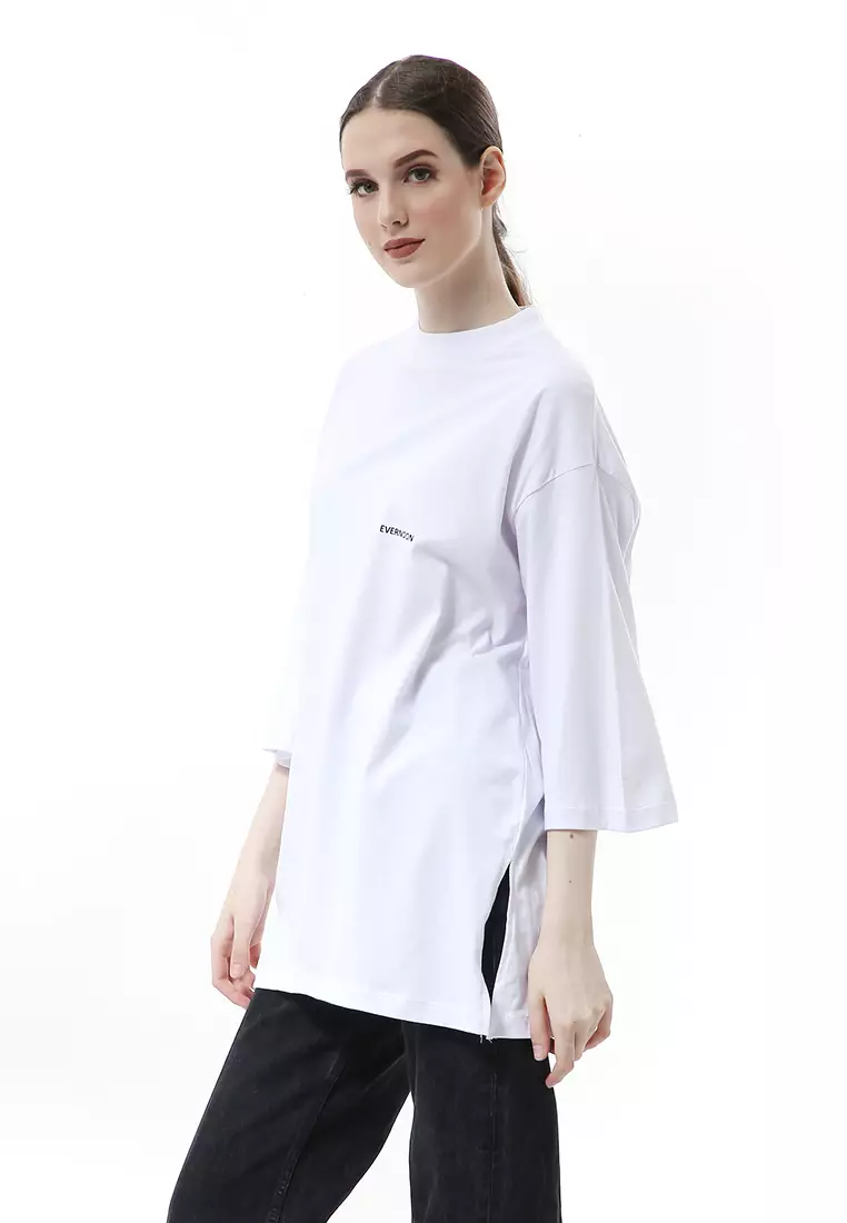 Wina Kaos Atasan Wanita Polos Basic Oversize - Putih