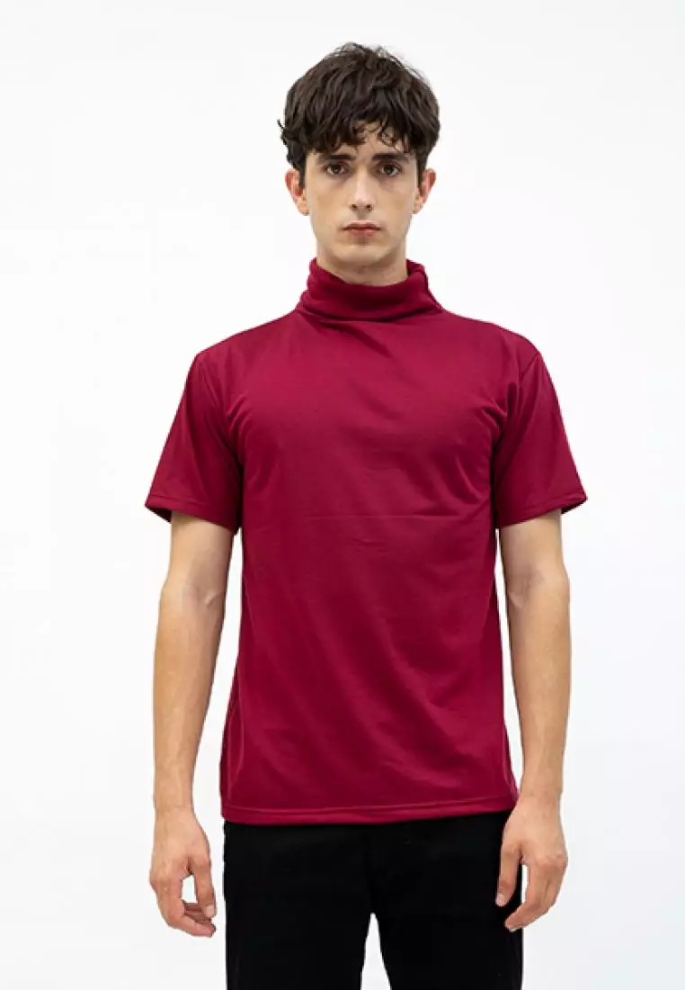 Turtle neck shirt kerah tinggi lengan pendek Maroon kaos polos houseofcuff