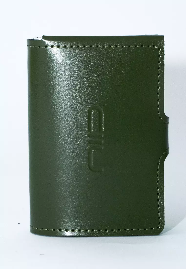 NIID Slide III 防刮牛皮 RFID銀包卡片盒 - 綠色