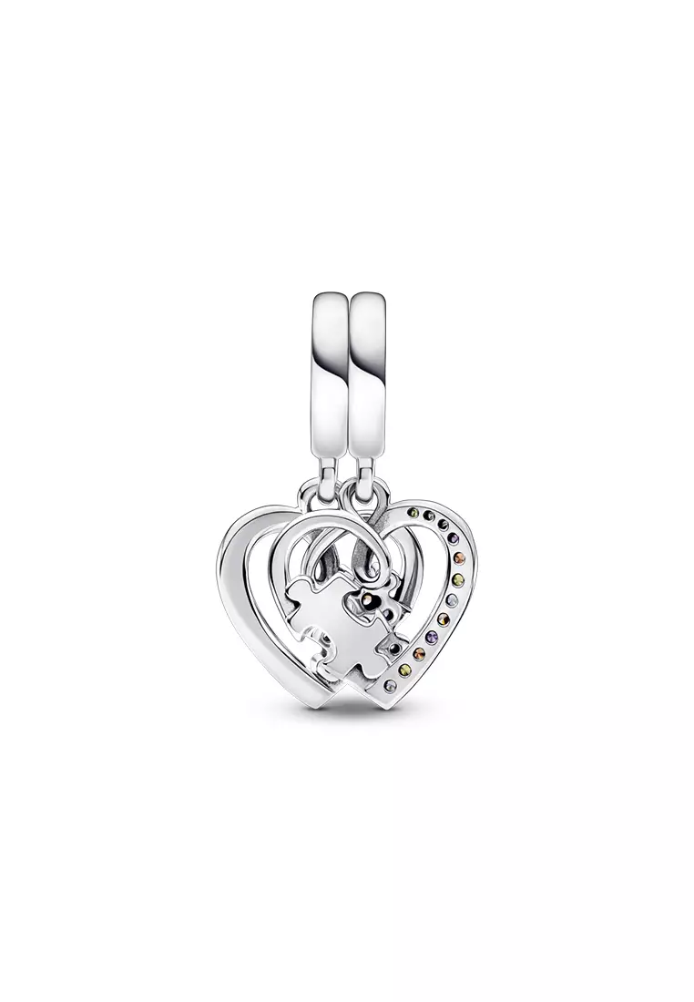 Pandora Puzzle Piece Hearts Splittable Friendship Dangle Charm