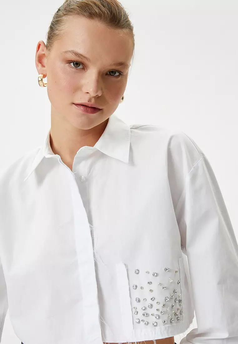 Buy KOTON Crop Stone Shirt 2025 Online | ZALORA