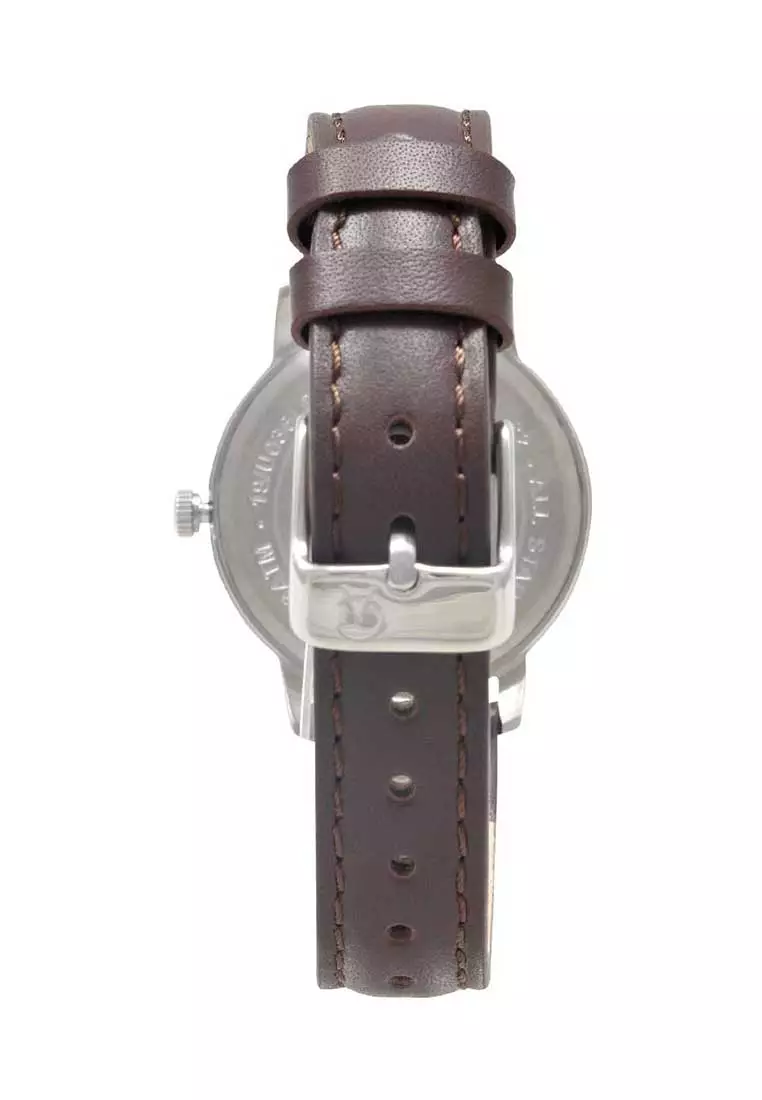 Alexandre Christie Jam Tangan Wanita - Brown Silver White - Leather Strap - 1007 LDLSSSL