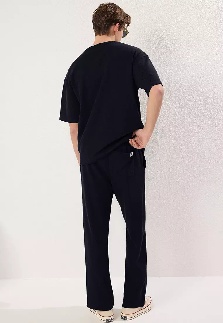 Indigo Oversize/Wide Cut Textured Tracksuit Set Tmnss25Em00010