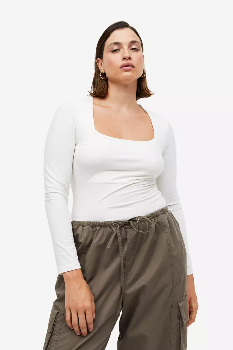 Long-sleeved jersey top