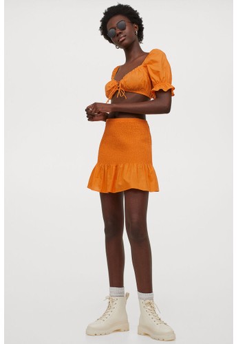 H&M orange Skirt 3492EAA5FA37F7GS_1