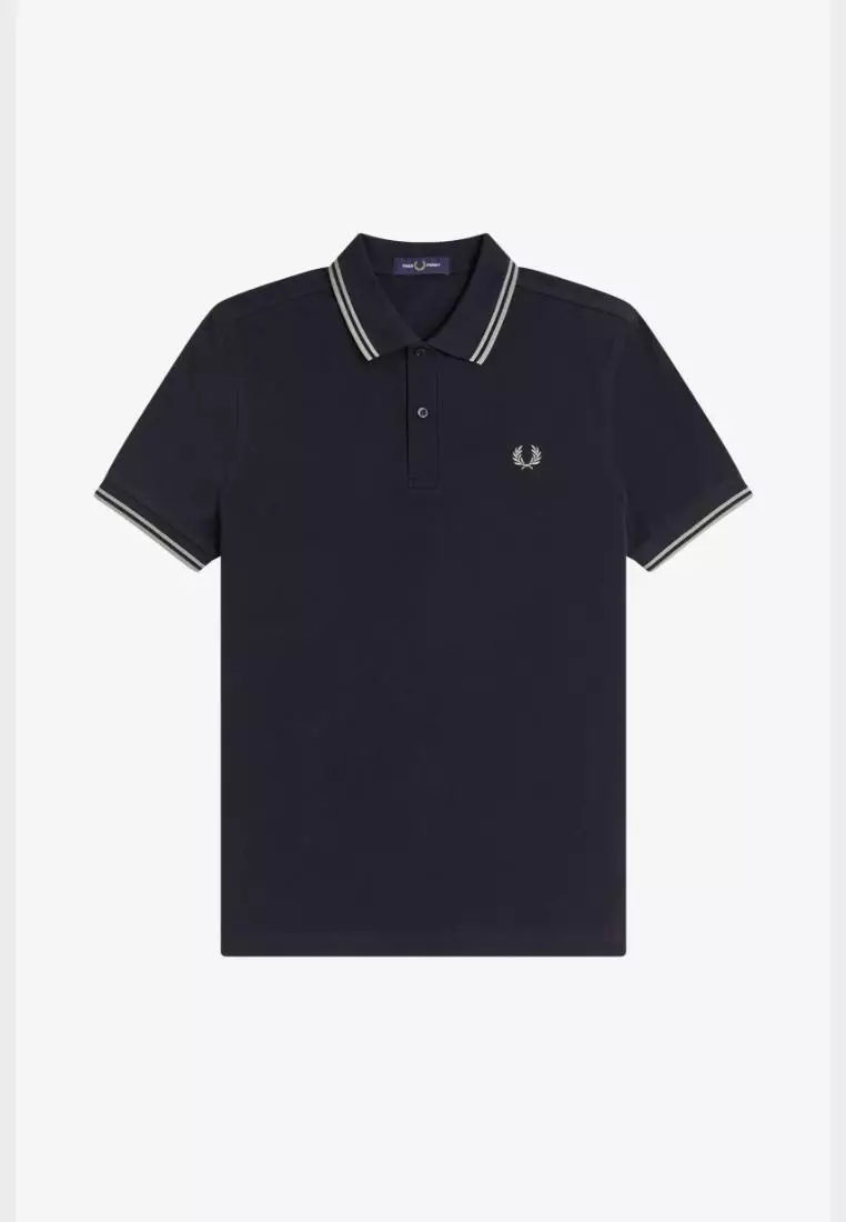 Fred Perry M3600 Twin Tipped Fred Perry Shirt (Navy / Seagrass / Seagrass)