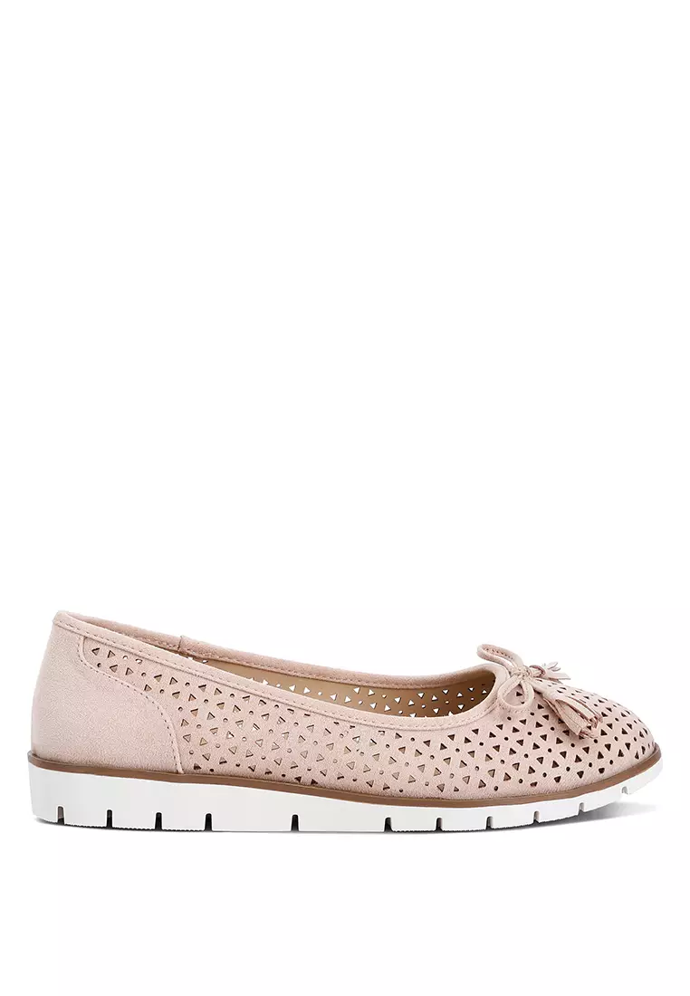 London Rag Blush Perforated Leather Ballerinas
