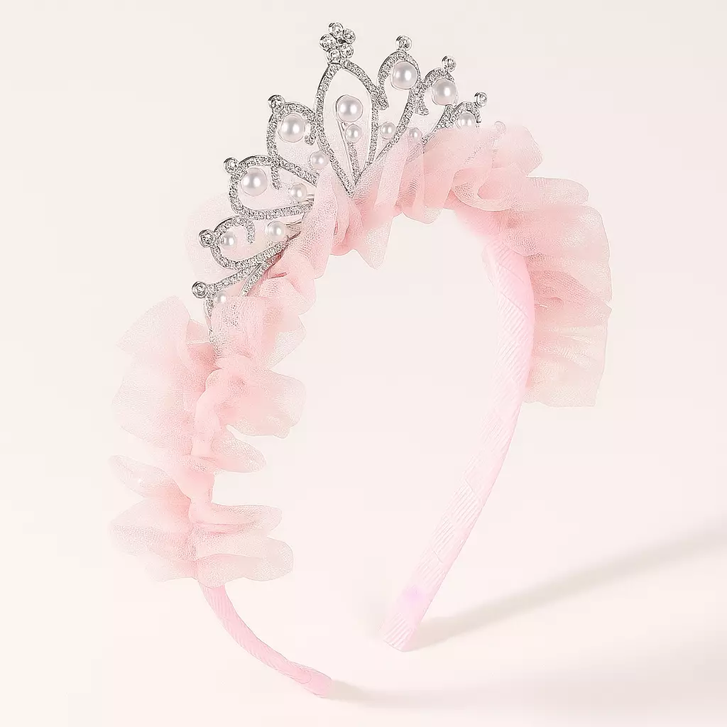 Wakakids Bando Princess Mahkota Anak Perempuan Renda Glitter Tulle Gaya Korea Venrz Biru