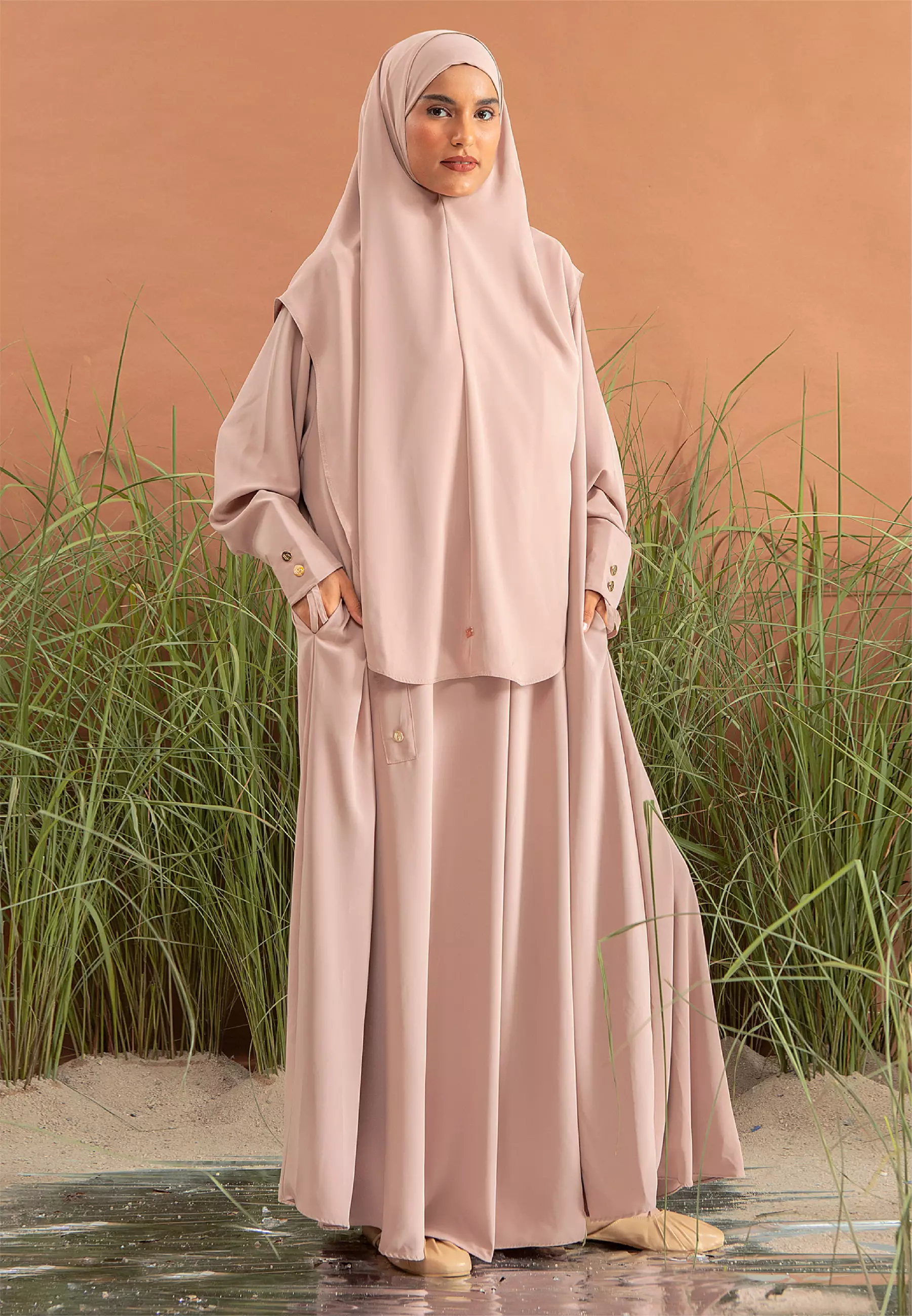 Asma Abaya Set Soft Beige L-XL