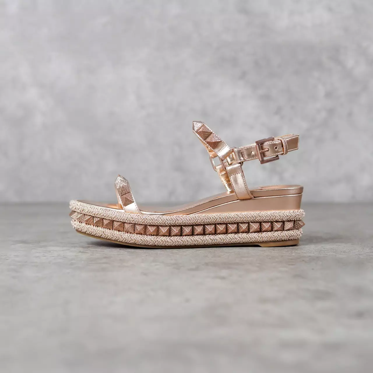 Sepatu CL CHRISTIAN LOUBOUTIN PYRACLOU 6CM ROSE GOLD SPIKE WEDGES 100% ORIGINAL