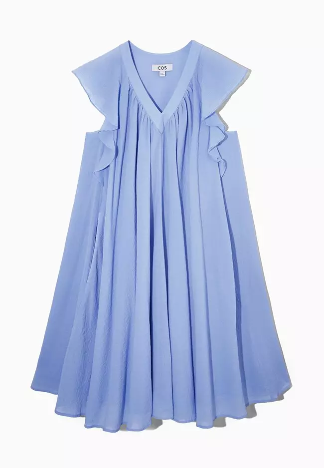 Ruffled Cap-Sleeve Dress